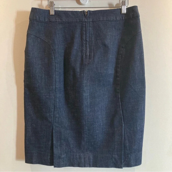 J CREW Sz 10 Stretch Pockets Double Slit in  Back Soft Denim Pencil Skirt - Picture 4 of 7